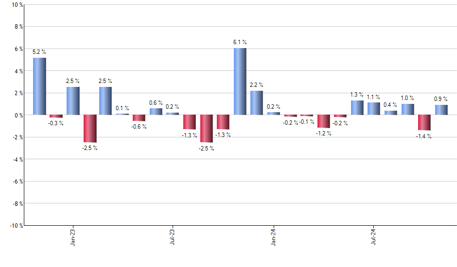 VIOV monthly returns chart