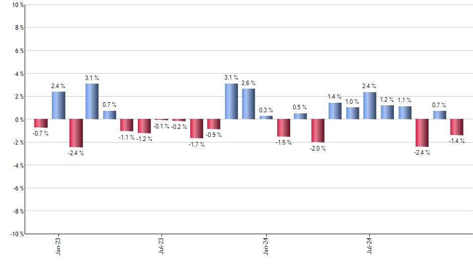 PTBD monthly returns chart