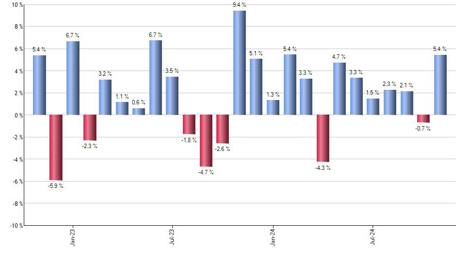 IYG monthly returns chart